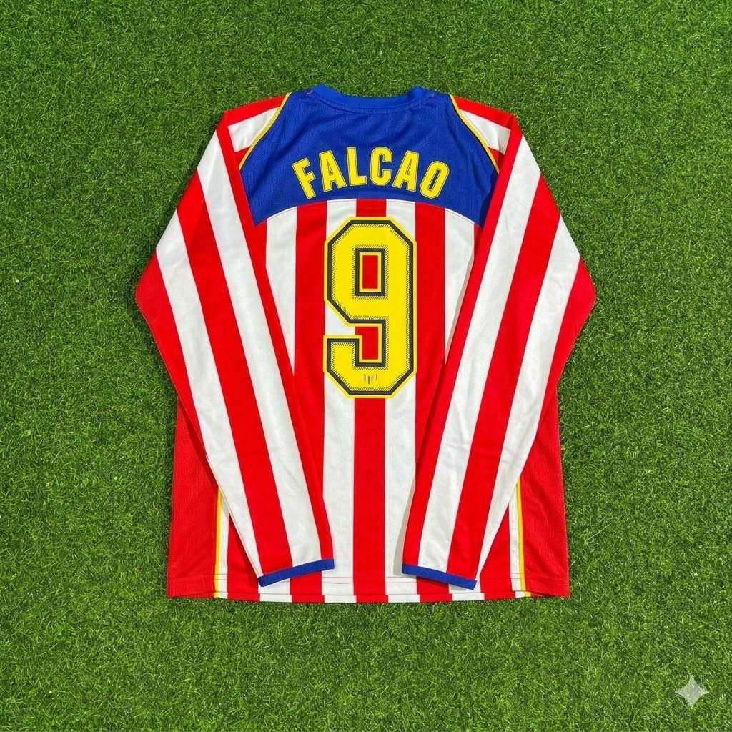 Radamel Falcao #9 Atlético Madrid Spider-Man Long Sleeve Retro Football Jersey