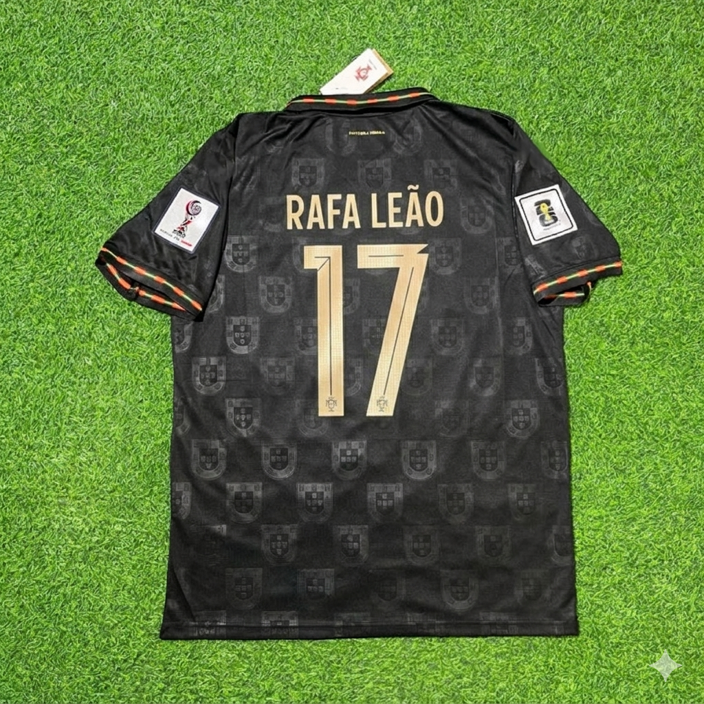 Rafael Leão #17 Portugal 2026 World Cup Black Football Jersey