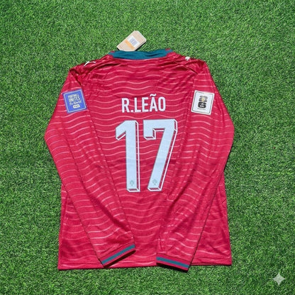 Maillot de football manches longues domicile rouge Rafael Leao Portugal 2026 nouvelle saison