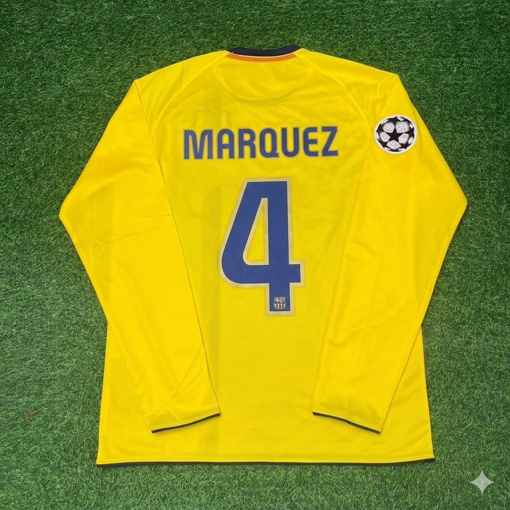 Rafael Marquez FC Barcelona 08/09 Season Yellow Away Retro Jersey Trikot Soccer Shirt