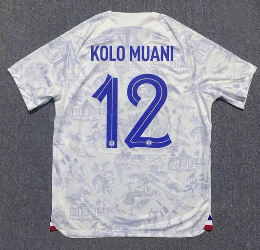Randel Kolo Muani #12 France 2022 World Cup Away Retro Jersey Maillot Trikot Soccer Shirt