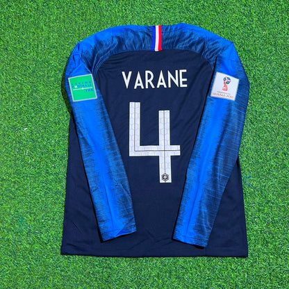Raphael Varane France 2018 World Cup Final Long Sleeve Retro Football Jersey Kit
