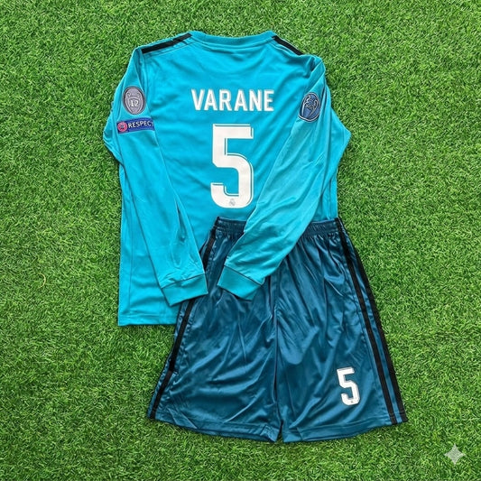 Raphaël Varane 5- Real Madrid 2017 /2018 Long Sleeve Kids Kit Jersey Soccer Shirt KinderTrikot