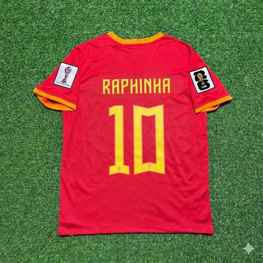 Raphinha 10# Brésil Coupe du Monde 2026 Maillot Rouge