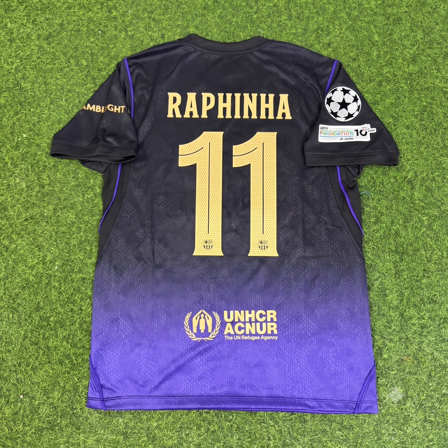 Raphinha #11 Barcelona 2027 Champions League Patch New Season Away Jersey Trikot Maillot Soccer Shirt