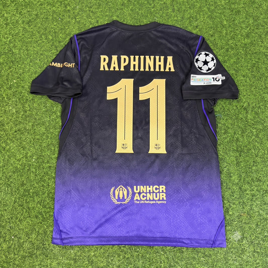 Raphinha #11 Barcelona 2027 Champions League Patch New Season Away Jersey Trikot Maillot Soccer Shirt