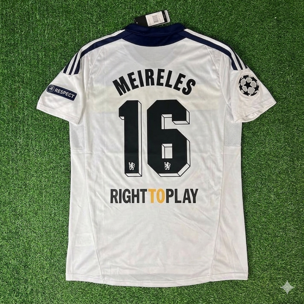 Raul Meireles #16 Chelsea 2011 2012 Champions League White Yellow Retro Jersey Trikot