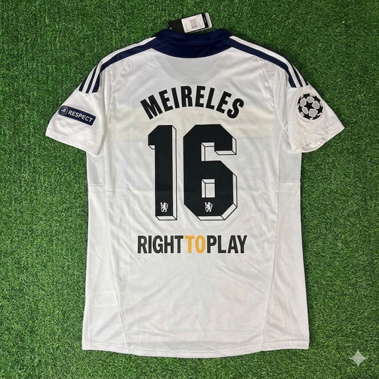 Raul Meireles #16 Chelsea 2011 2012 Champions League White Yellow Retro Jersey Trikot