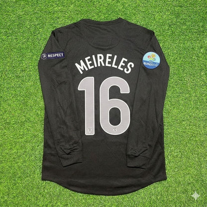 Raul Meireles #16 Portugal Euro 2012 Away Black Long Sleeve Retro Football Jersey
