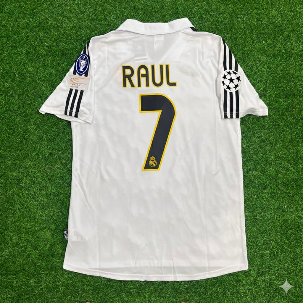 Raúl 7- Real Madrid 2003 2004 White Home Retro Jersey Shirt Trikot Maillot