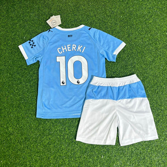 Rayan Cherki Manchester City Kids Home Football Jersey Kit
