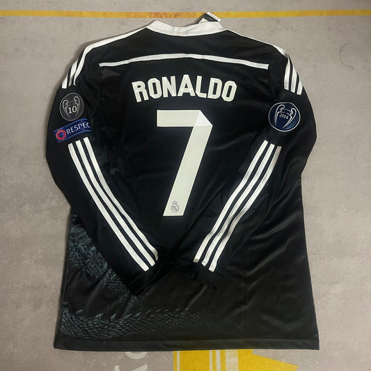 Cristiano Ronaldo Real Madrid 2014 2015 Black Dragon Retro long sleeve Jersey Trikot