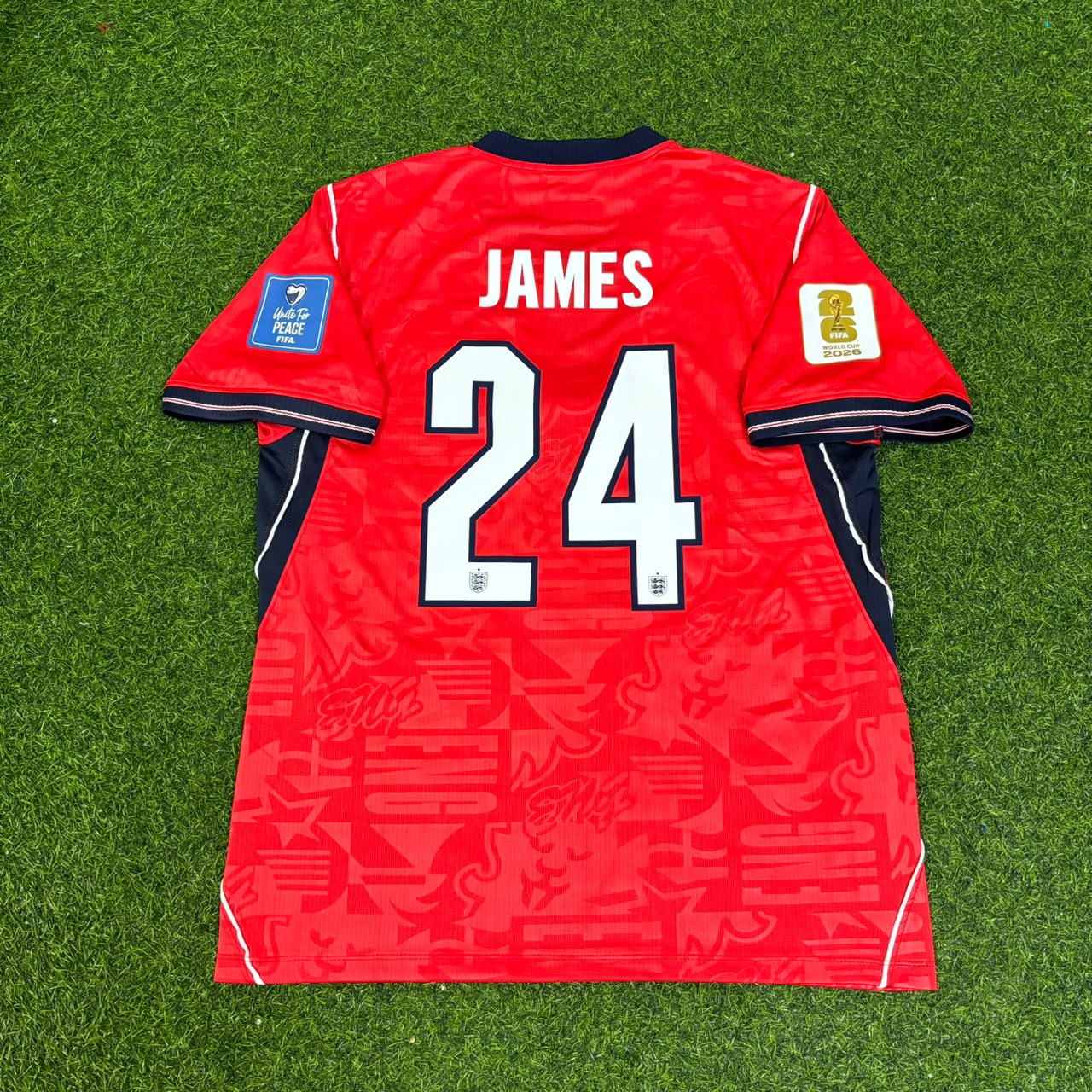 Reece James #24 England 2026 World Cup Away Red Football Jersey