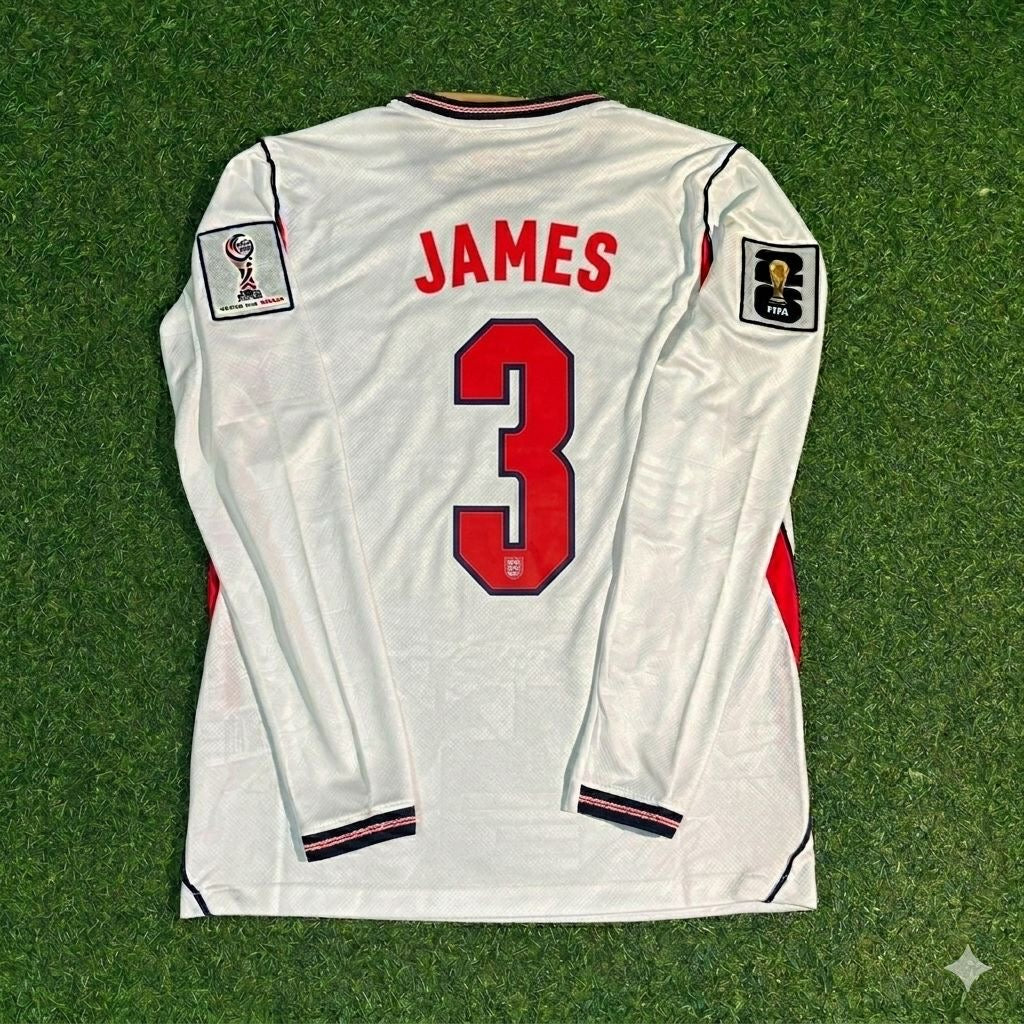 Reece James #3 England 2026 World Cup Home White Long Sleeve Jersey