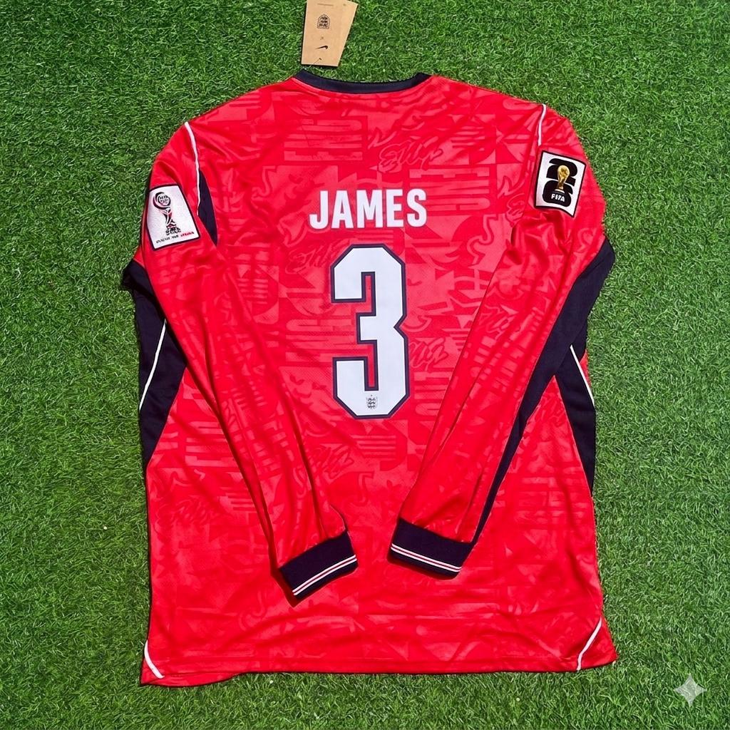 Reece James England 2026 World Cup Away Red Long Sleeve Football Jersey