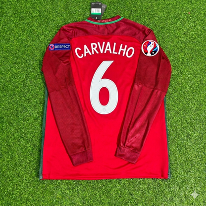 Maillot de football rétro à manches longues Ricardo Carvalho n° 6 - Finale EURO 2016 Portugal