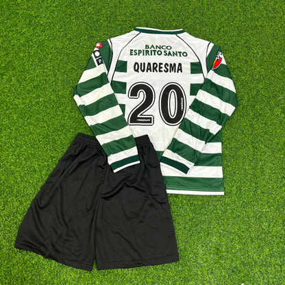 Ricardo Quaresma Sporting Lisbon  Long Sleeve Retro Kids Jersey Soccer Shirt