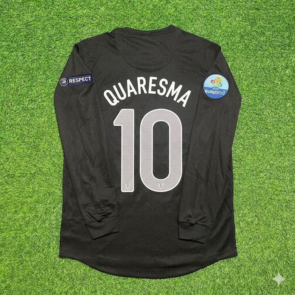 Ricardo Quaresma #10 Portugal Euro 2012 Away Black Long Sleeve Retro Football Jersey