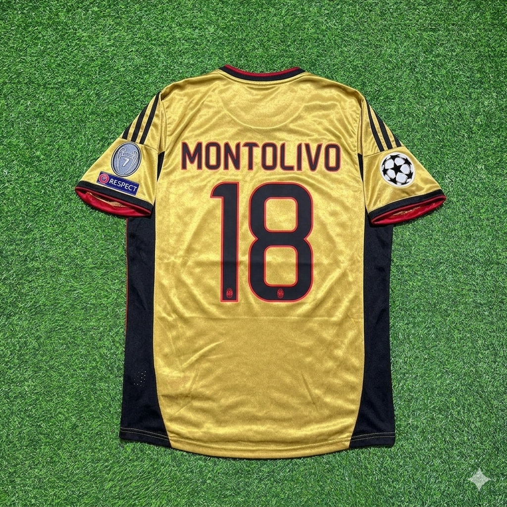 Riccardo Montolivo #18 AC Milan 2013 2014 Gold Retro Jersey