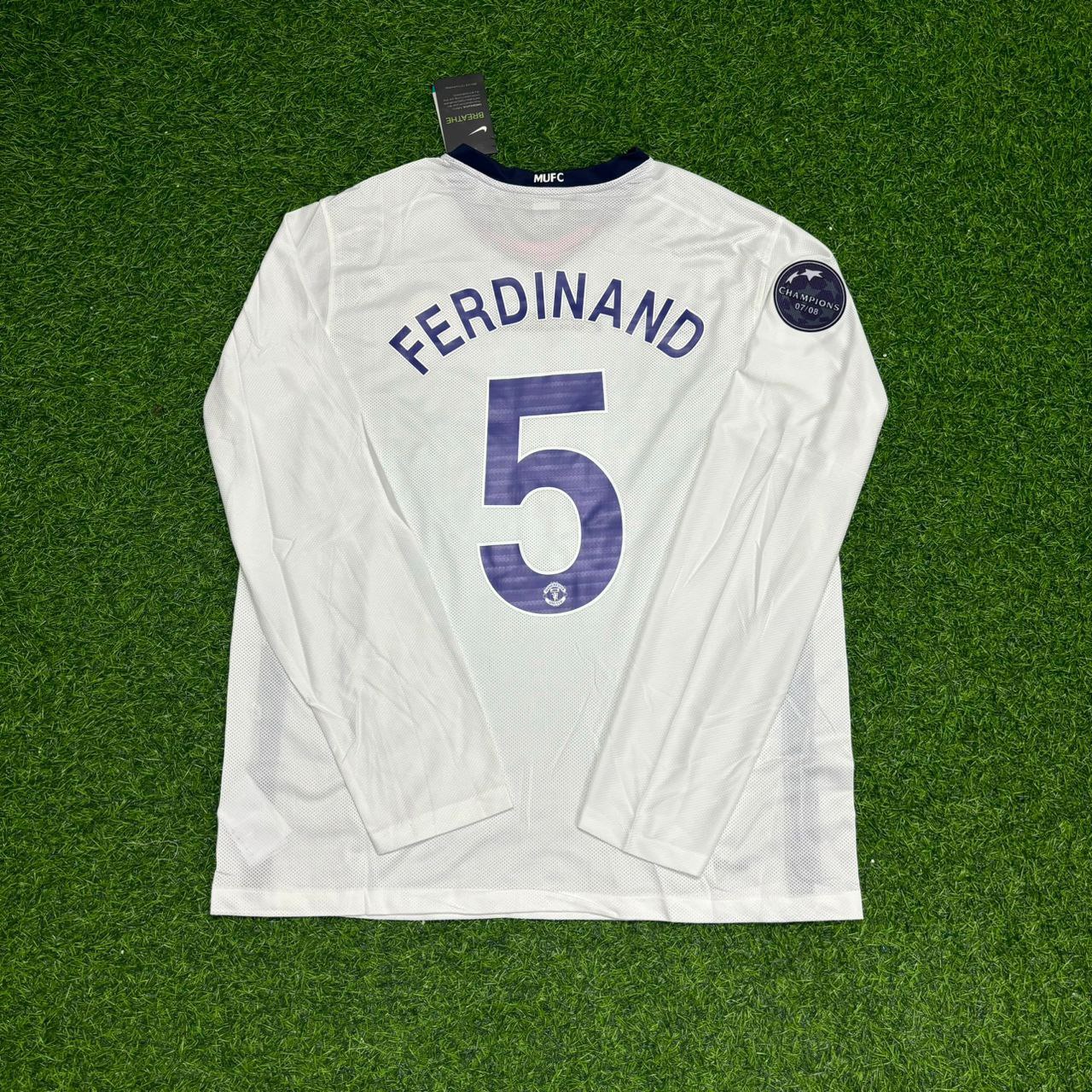 Rio Ferdinand 5 Manchester United 2009 Champions Leage Final Rome Retro Long Sleeve Jersey Trikot