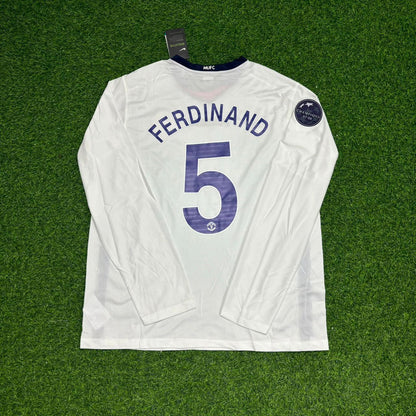 Rio Ferdinand 5 Manchester United 2009 Champions Leage Final Rome Retro Long Sleeve Jersey Trikot