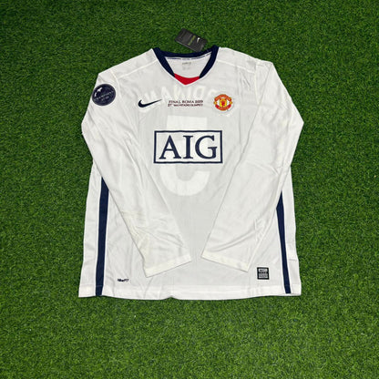 Rio Ferdinand 5 Manchester United 2009 Champions Leage Final Rome Retro Long Sleeve Jersey Trikot