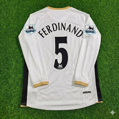 Rio Ferdinand #5 Manchester United 2006-2007 White Retro Long Sleeve Football Jersey