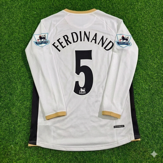 Rio Ferdinand #5 Manchester United 2006-2007 White Retro Long Sleeve Football Jersey