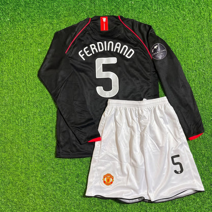 Cristiano Ronaldo Manchester United 2007/2008 CL Patch Schwarzes Kinder Retro Fußballtrikot