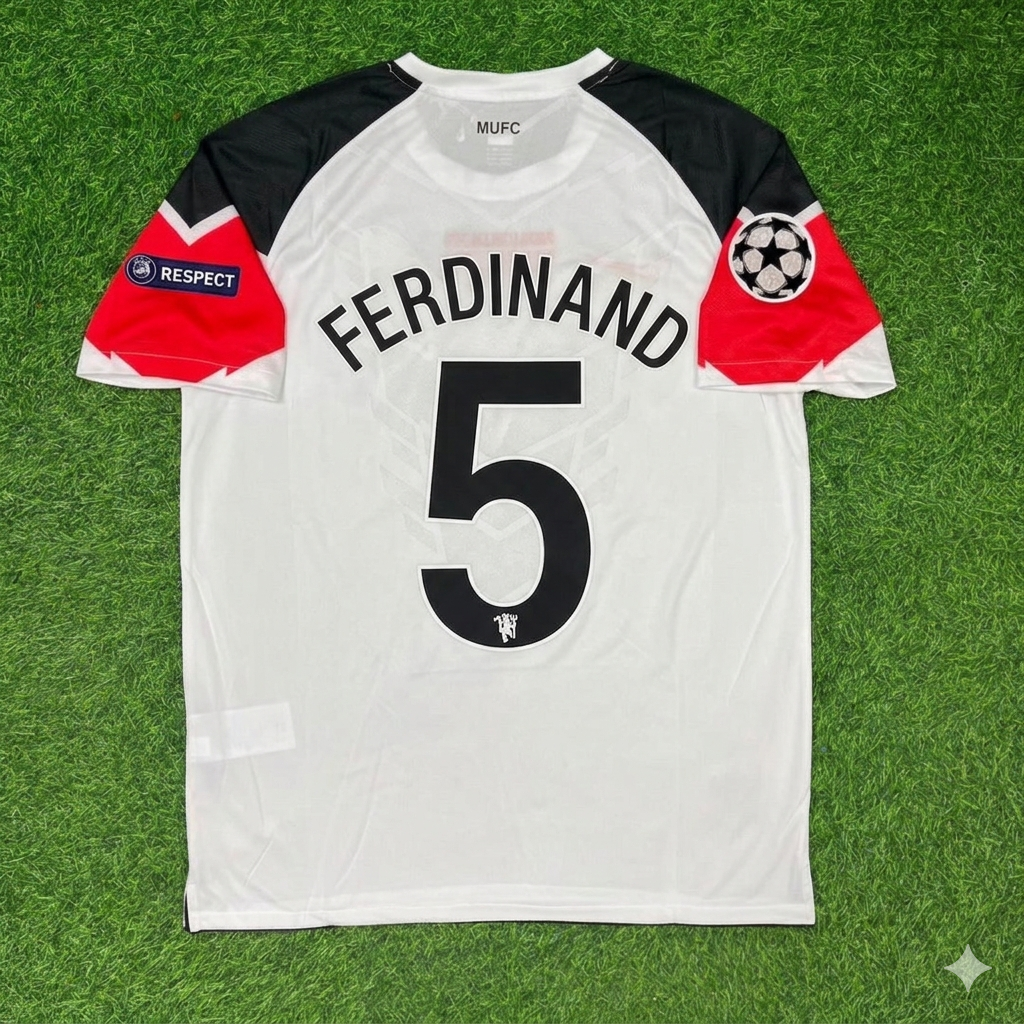 Rio Ferdinand #5 Manchester United 2011 Champions League Final White Football Jersey
