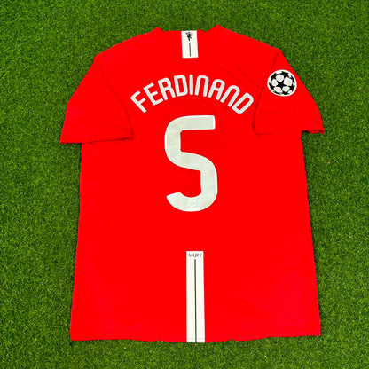 Rio Ferdinand Manchester United Champions League Final Moscow 2008 Retro Red Football Shirt