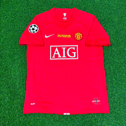 Rio Ferdinand Manchester United Champions League Final Moscow 2008 Retro Red Football Shirt