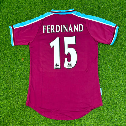Rio Ferdinand #15 West Ham 1999-2000 Home Retro Football Jersey