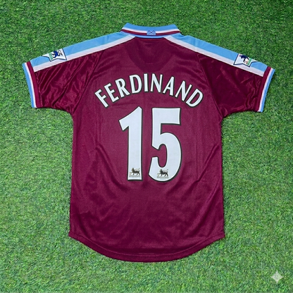 Rio Ferdinand #15 West Ham 1999-2000 Home Retro Football Jersey