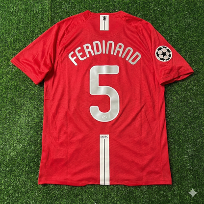 Rio Ferdinand Manchester United Champions League Final Moscow 2008 Retro Red Football Shirt