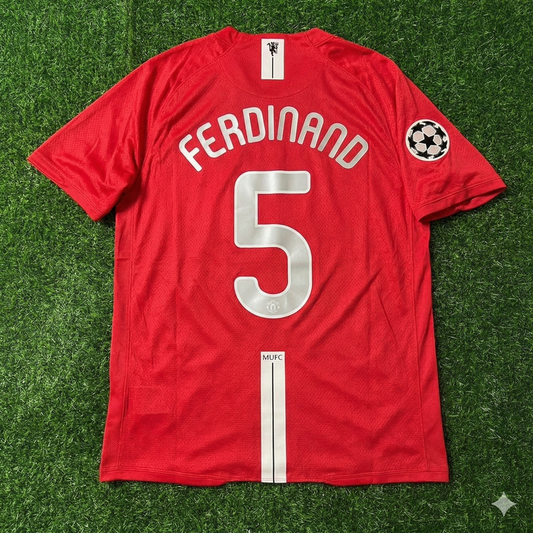Rio Ferdinand Manchester United Champions League Final Moscow 2008 Retro Red Football Shirt