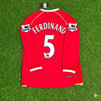 Rio Ferdinand Manchester United 2006-2007 Red Long Sleeve Jersey Trikot