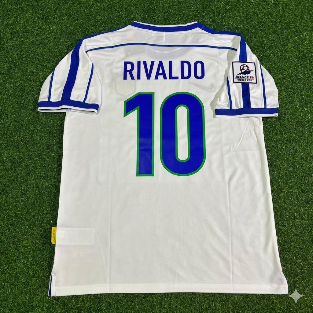 Rivaldo #10 Brazil 1998 World Cup Retro Football Jersey