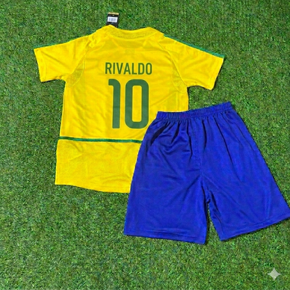 Rivaldo 10- Brazil Retro Kids Football Jersey