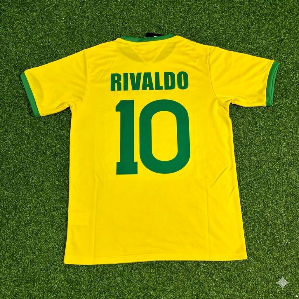 Rivaldo Brazil Retro Home Football Jersey Trikot Maillot