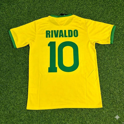 Rivaldo Brazil Retro Home Football Jersey Trikot Maillot