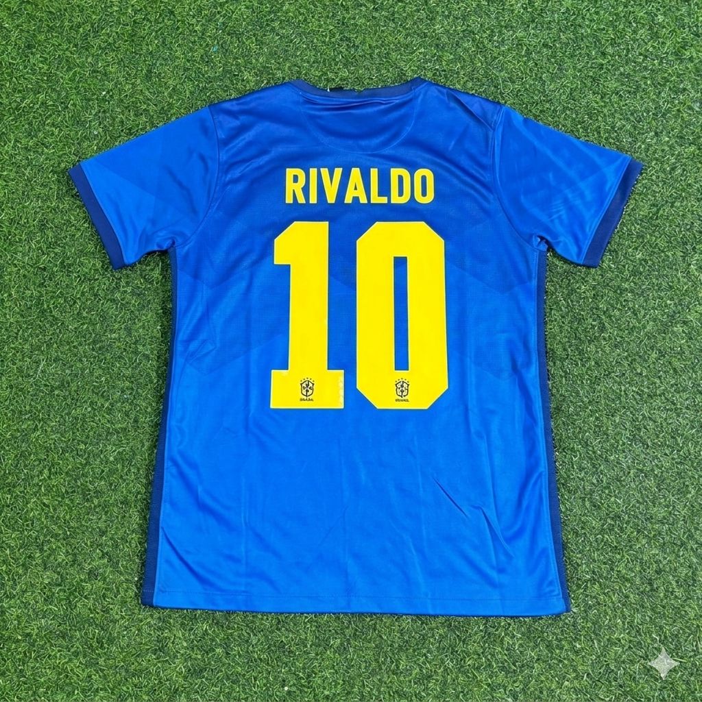Rivaldo Brazil Blue Football Jersey Trikot Maillot