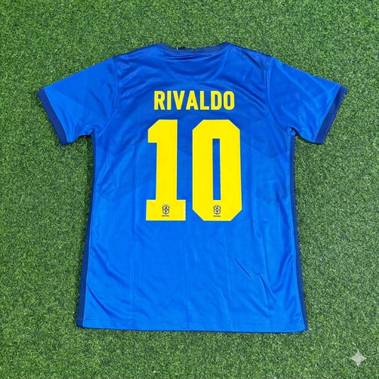 Rivaldo Brazil Blue Football Jersey Trikot Maillot