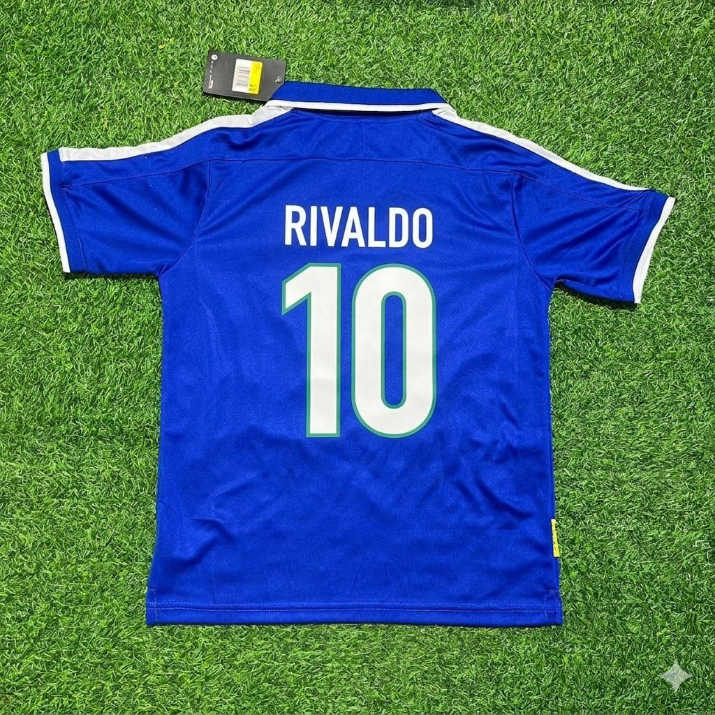 Rivaldo Brazil 1997 Blue Retro Football Jersey