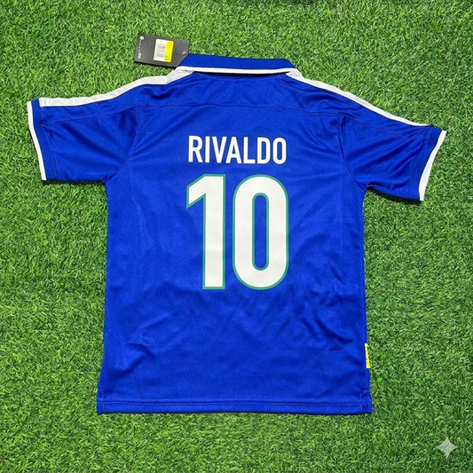 Rivaldo Brasil 1997 Blaues Retro-Fußballtrikot