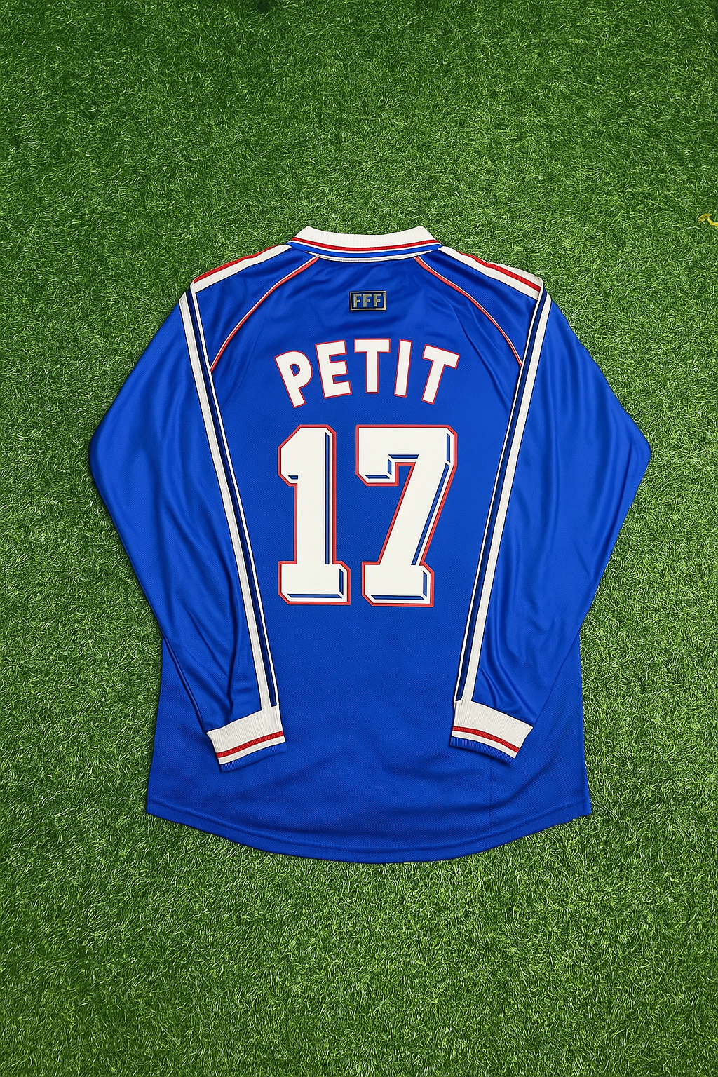 Emmanuel Petit France 1998 World Cup Retro Long Sleeve Football Jersey Maillot Trikot Soccer Shirt