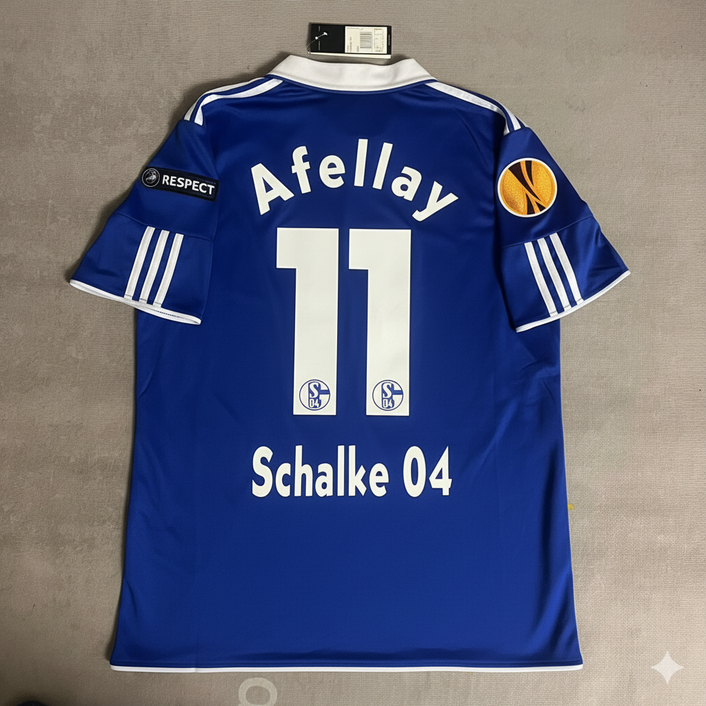 Ibrahim Afellay Schalke 04 2011 2012 Retro Uefa Patch Football Jersey Trikot Maillot Soccer Shirt