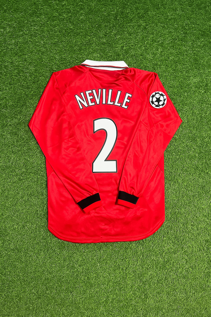 Gary Neville Manchester United 1999 Champions League Final Retro Football Jersey Kit