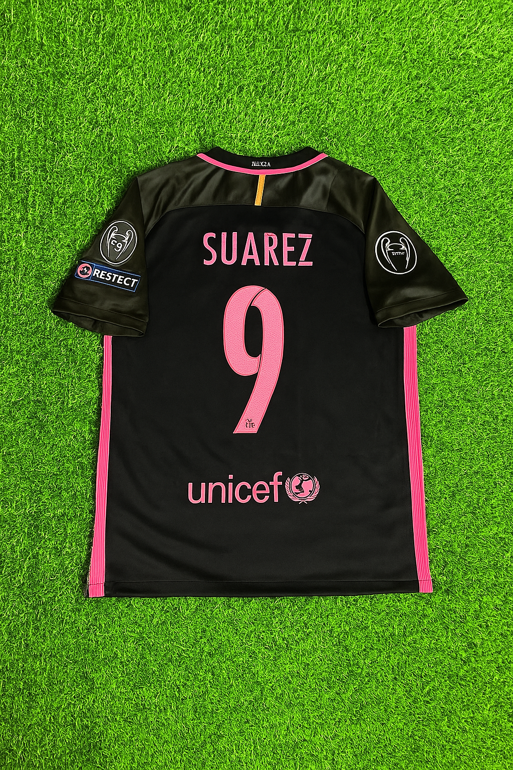 Luis Suarez Barcelona 2014/15 Retro Black Pink Jersey Maillot Trikot Maglia