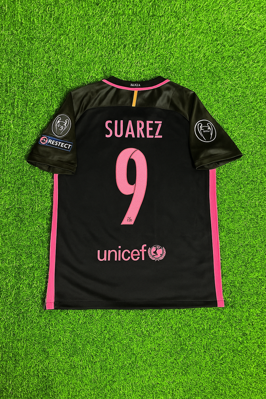 Luis Suarez Barcelona 2014/15 Retro Black Pink Jersey Maillot Trikot Maglia